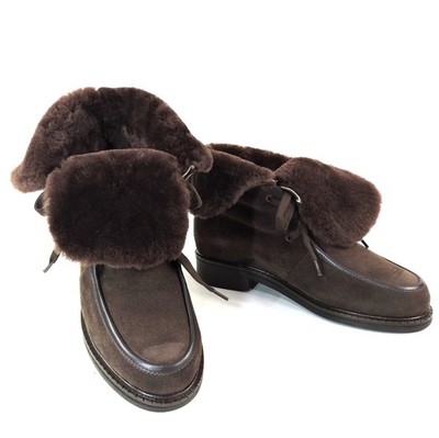 PAOLA FABIANI   WOMEN'S BROWN SOFT SUEDE & LAMB FUR COMFORT WINTER BOOTIE