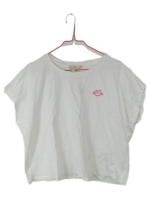 EDCO Damen T-Shirt Gr. S Weiß Kurzarm Baumwolle Casual Logo Print