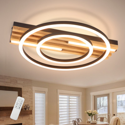 LED Deckenleuchte 38W 38cm Holz Deckenlampe CCT/mit FB Wohnzimmer Esszimmer