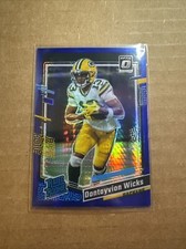DONTAYVION WICKS 2023 DONRUSS OPTIC BLUE HYPER RATED ROOKIE RC #249 PACKERS