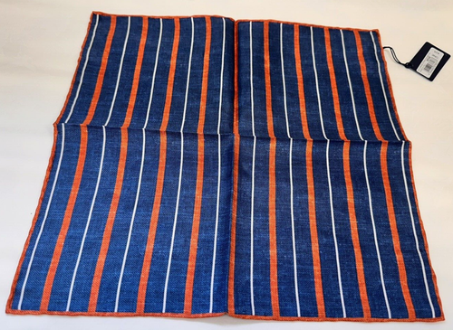 NEW! TM Lewin green/navy, navy/orange, navy/pink silk striped pocket square - Picture 8 of 12
