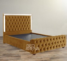 Luxury Plush Velvet Mirror Bed Chesterfield Bed Double Bed, King, Super King