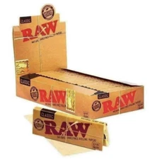 Raw Classic 1 1/4" UNREFINED Rolling Papers NATURAL 50 pk 24 ct per Box