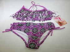 Kanu Surf Girls' Kelly Beach Sport Fringe 2-Piece Bikini Swimsuit Size 14 TF