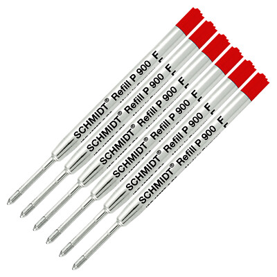 6 Pack Parker Style Red-P900-Fine Tip Schmidt Parker Style Ballpoint Refill