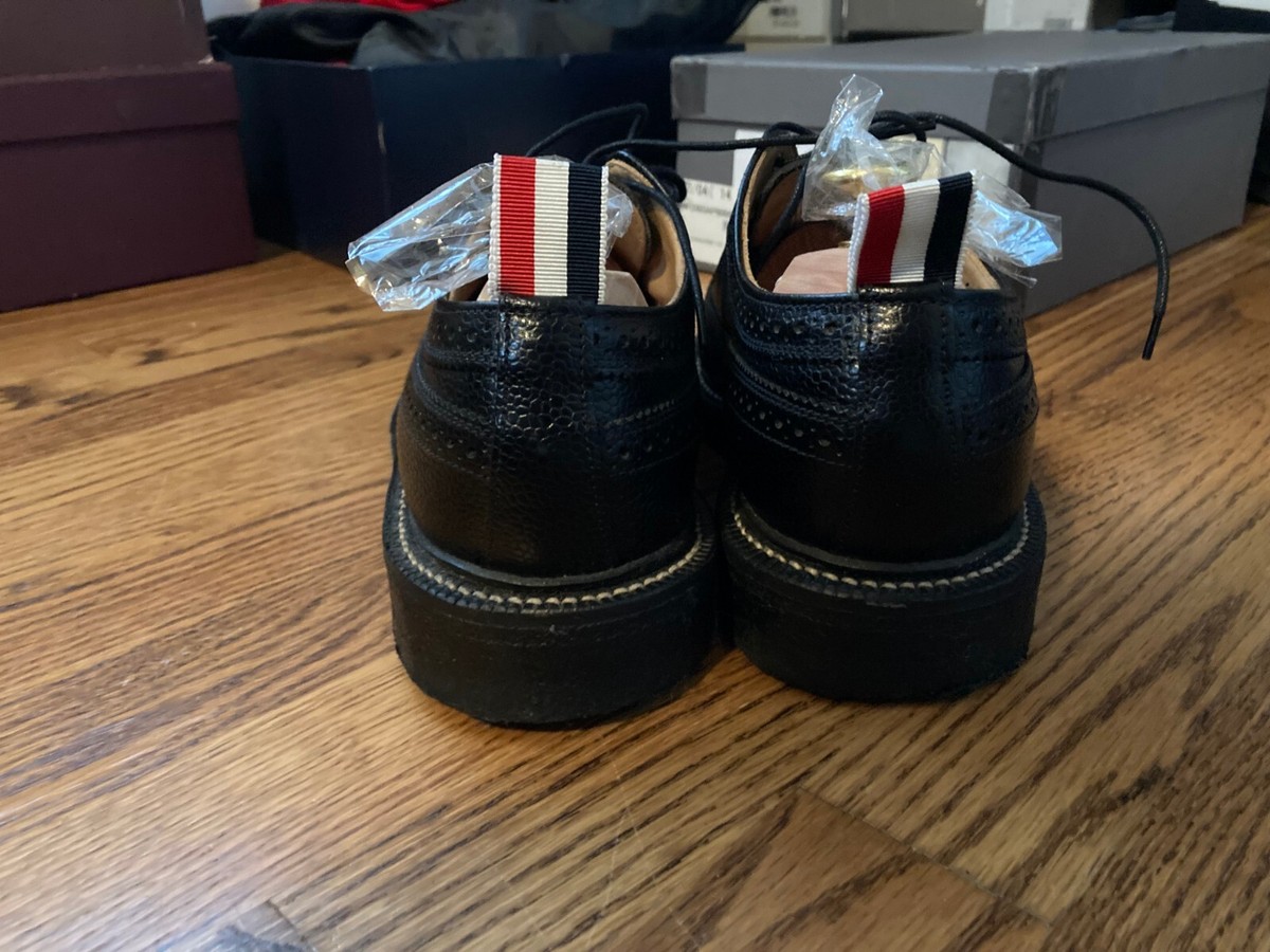 1100$ Thom Browne Black Longwing Brogues Shoes, Oxfords 8 UK
