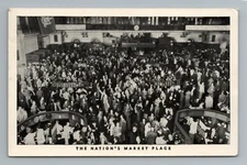 1950s New York Stock Exchange Market Place Christmas Cancel Vintage Postcard