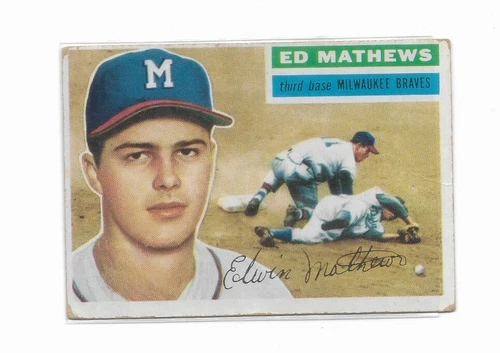 1956 Topps - Eddie Mathews #107 Gray Back braves