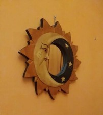 Espejo motivo "Sol - Luna - Estrellas" para colgar en la pared