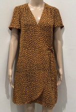 J. Crew Mustard Black Polka Dot Short Sleeve Wrap Dress size 2 80’ Style