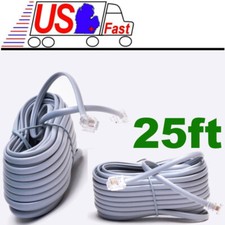 25 Ft Long Silver Satin 4 Pin Line Base Cord Avaya Nortel Norstar Meridian phone