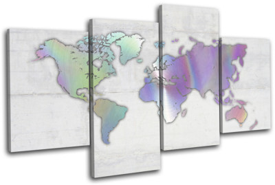 World Atlas Oil Slick Concrete Maps Flags MULTI Leinwand Wand Kunst Bild drucken