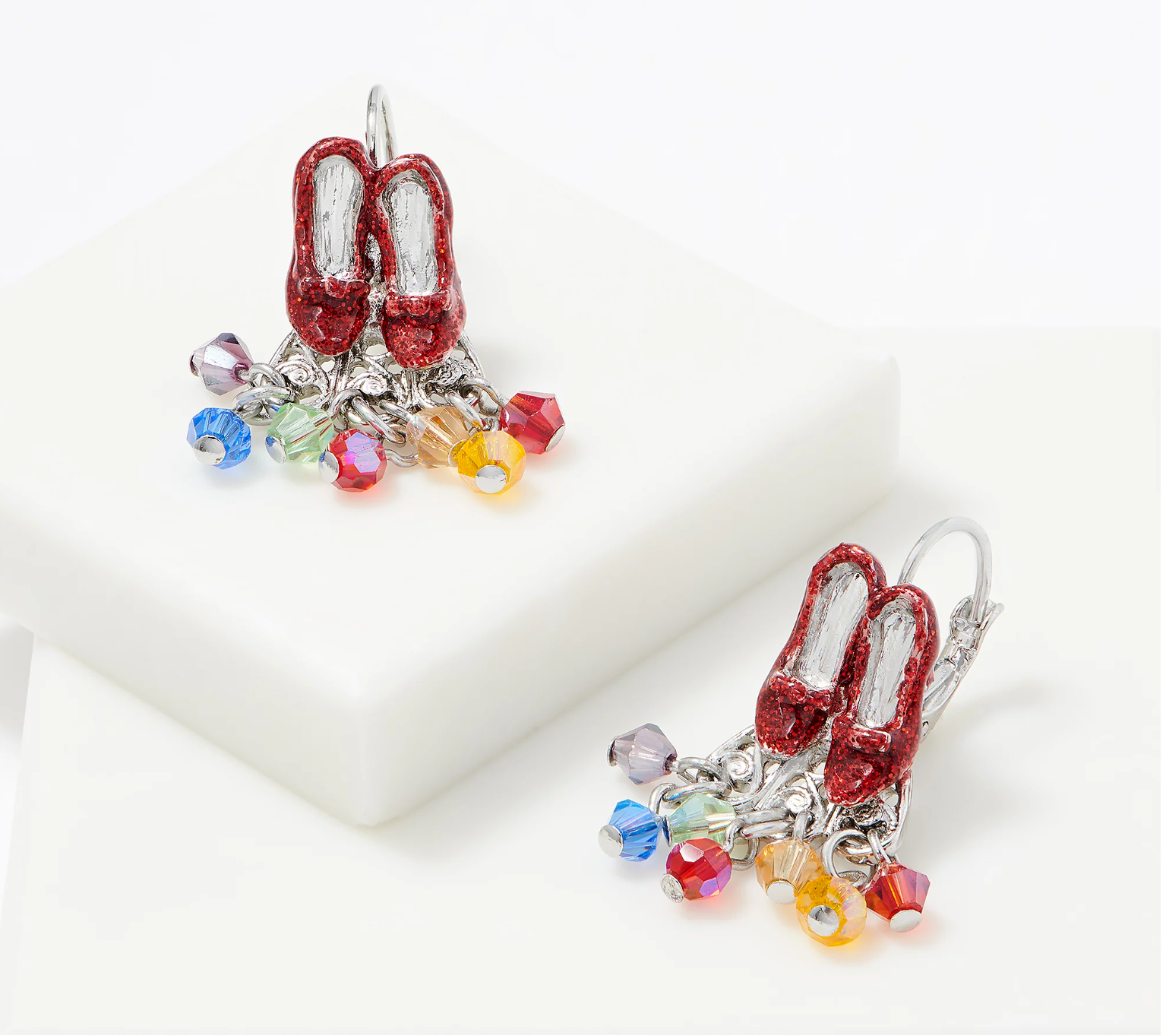 Kirks Folly Red Shoes Lever Back Earrings Silver tone The Wizard of Oz