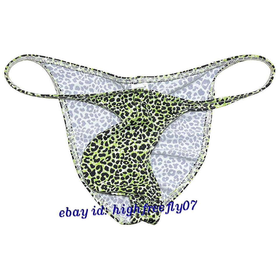Mens Leopard Bikini Briefs Underwear Male Pucker Brazilian Bikinis