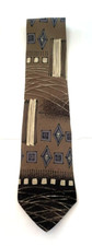 Vtg. Conte Di Milano Necktie 100 Silk Geometric Pattern Excellent Condition