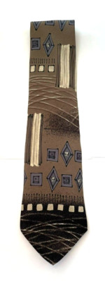 Vtg. Conte Di Milano Necktie 100% Silk Geometric Pattern Excellent Condition