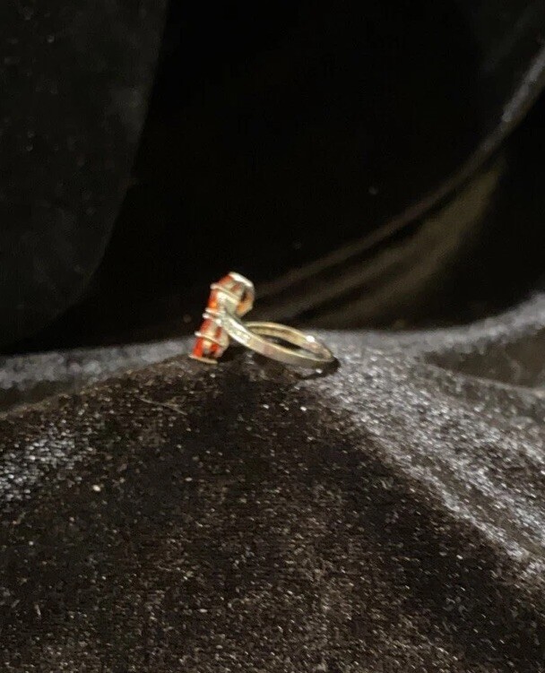 Fanta Garnet Double Stone Twist Ring Size 6.5 - image 3
