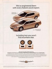 Chrysler Cirrus Concorde J D Power Best In Initial Quality Vtg Magazine Print Ad