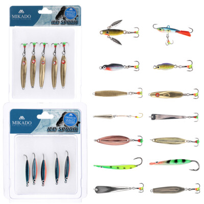 MIKADO ICE SPOON, EIS-BLINKER SET, VERTIKAL BALANCE JIG ZOCKER, RAUBFISCH KÖDER