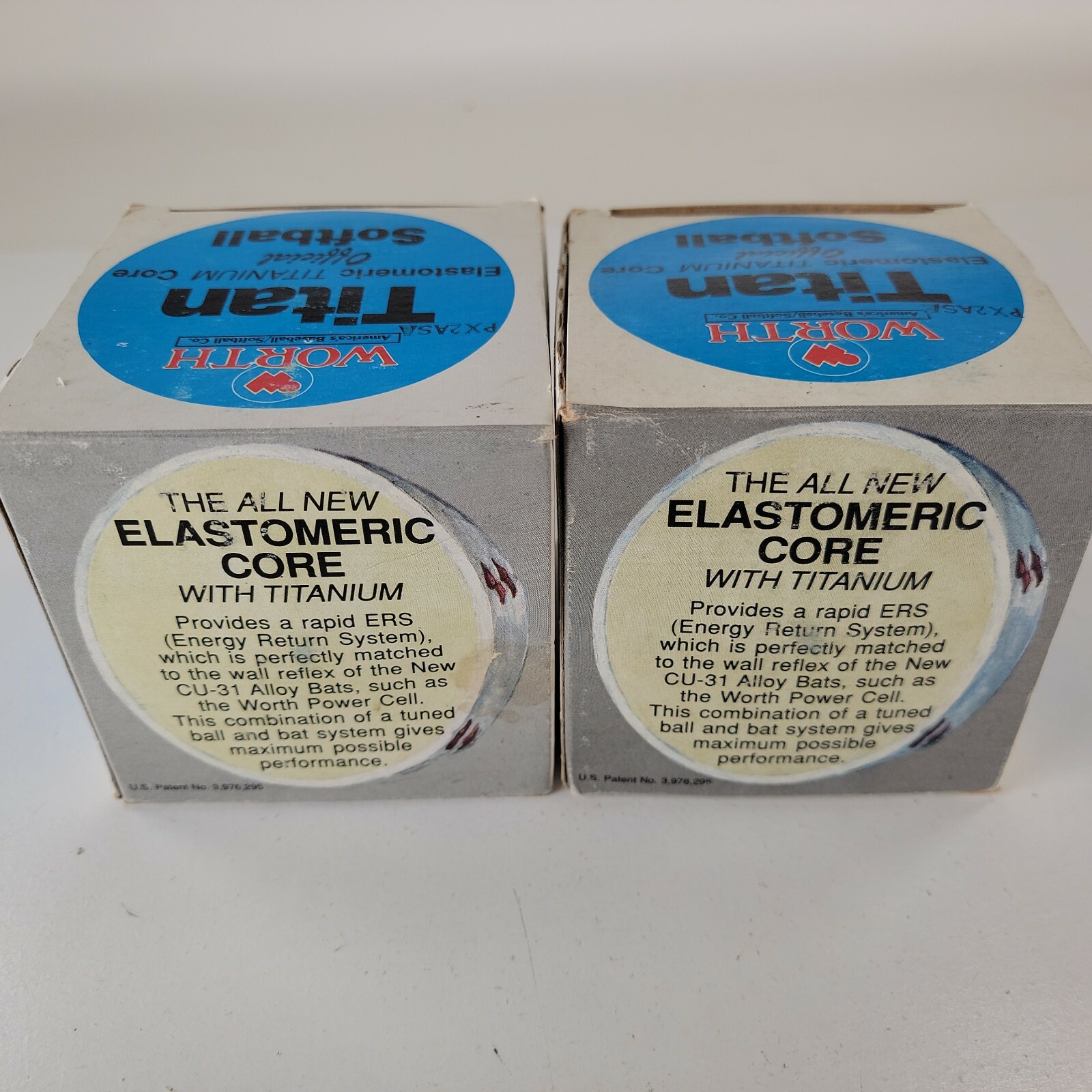Set of 2 Vintage Worth Titan Elastomeric Titanium Core Softballs Blue Dot eBay