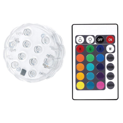 Mighty Power Waterproof Remote Controlled Puck Light with 10 Colorful LEDs