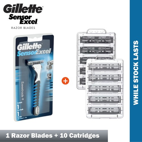 GILLETTE Sensor Excel Razor Blades + Handle Refill Pack Authentic Shaving Kit - Picture 18 of 27