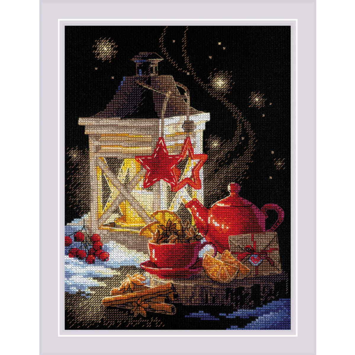 Riolis counted cross stitch kit ""Winter Tea Time"", 18x24cm, DIY