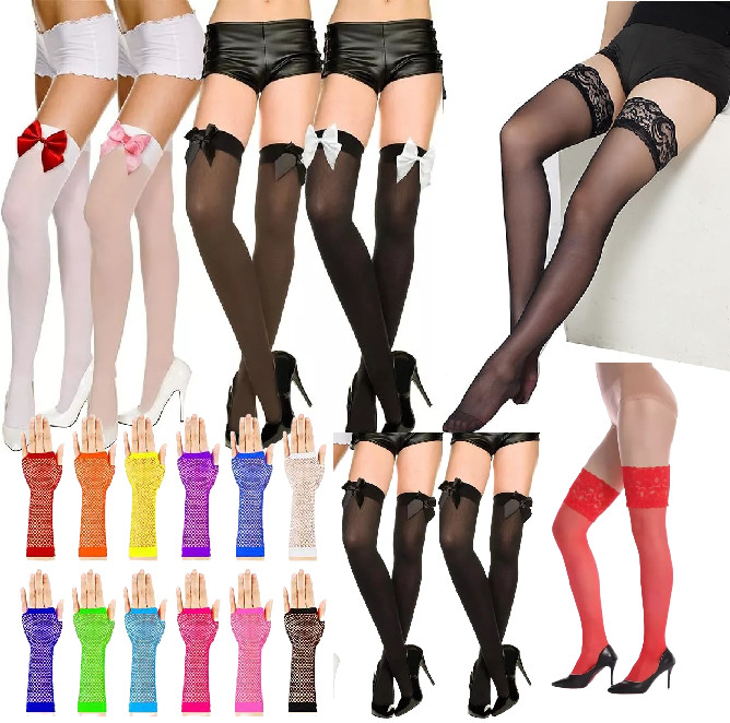 Medias de sujeción por encima de la rodilla para damas calcetines hasta el muslo con lazos Halloween Reino Unido