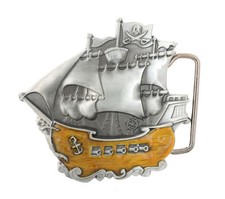 Pirate Ship Boat Enamel Metal Belt Buckle