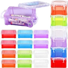 18 Pcs Small Plastic Crayon Box with Lid, 5.31'' X 2.95'' X 1.97'' Stackable Sto