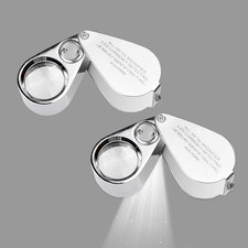 40X Illuminated Jeweler LED UV Lens Loupe Magnifier with Metal Construction a...