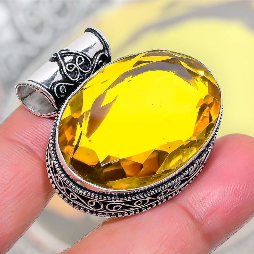 Citrine Gemstone Handmade 925 Silver Jewelry Pendent