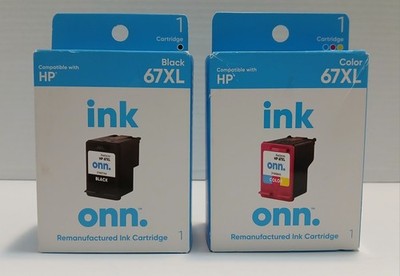 NIB Onn 67XLH.P Black & Color Printer Ink Cartridges Compatible Desk Jet &Envy