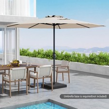 12' Patio Umbrella Outdoor Market Umbrella w/ Crank Handle 8 Sturdy Ribs Beige