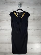 Anne Klein Dress Womens 2 Black Beaded Neckline Sheath Cap Sleeve Cocktail
