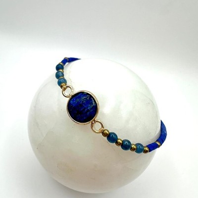 Lapis Lazuli Armband Damen Vergoldet Howlith Naturstein Blau Gold Schmuck 17-21
