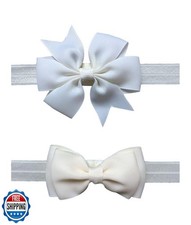 2pc/Set Baby Girls Grosgrain Ribbon Hairband Set Ribbon Bows Hair Tie Headban