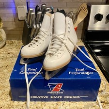 Riedell Model 21 White Figure Skates MK Rinkmaster Blades Size 1