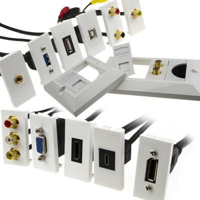 Eigener Blende Multimedia Wandplatte HDMI/ USB/ Jack / RJ45 / Rca / Displayport
