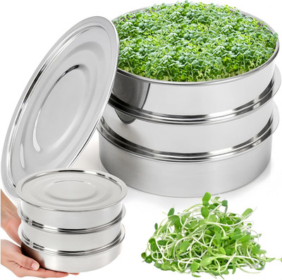 Tlence 9'' Stackable Stainless Steel Seed Sprouting Kit, 3-Tier Mesh Germination