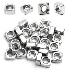 50pcs M6-1 Square Nuts, M6 Stainless Steel Nut, M6x1mm 304 M6, Silver