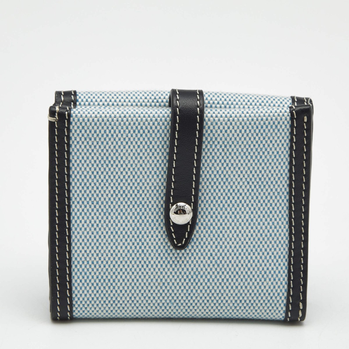 Burberry Luna Light BlueBlack Canvas and Leather French Wallet | eBay