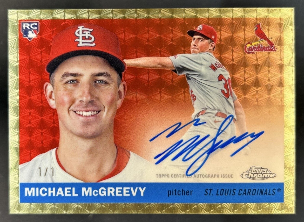 2025 Topps Chrome Platinum Michael McGreevy Auto RC Refractor SuperFractor #1/1