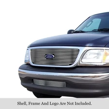 For Ford F-150 01-03 Main and Bumper Grille Kit 2-Pc Chrome Polished 8x6 mm