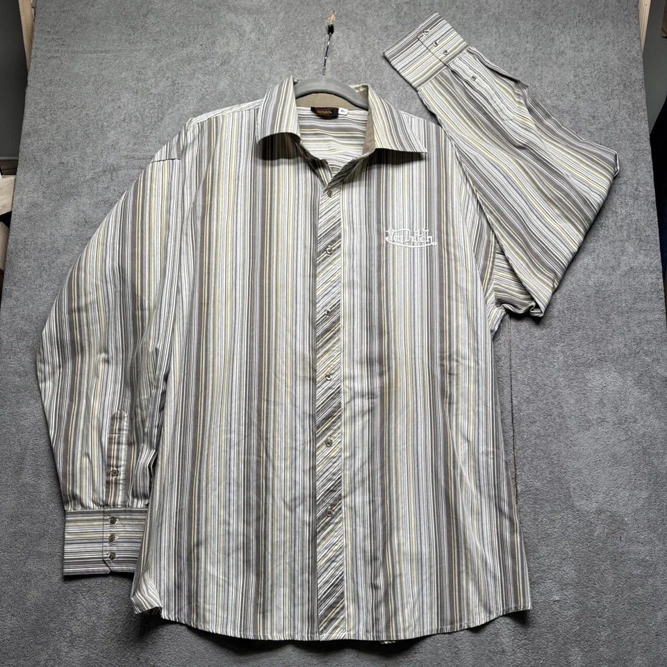 Von Dutch Originals Striped Button Up Shirt Men’s XL Y2K Vintage Logo Western - Image 2 of 4