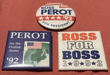 Ross Perot 1992 Presidential Campaign Metal Buttons Lot Ross For Boss Set of 3