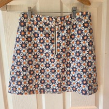 Abercrombie Fitch Floral Skirt S Orange and Blue 70s Groovy Floral Daisy Core