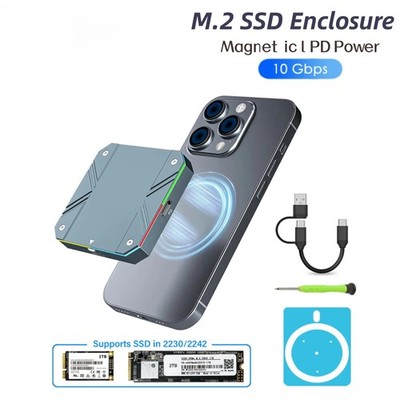 Magnetic M.2SSD shell NVMe2230/2242hard disk box USB C 3.2 10Gbps speed external