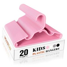 Premium Baby Hangers 11 Inch Kids Plastic Hanger Slim Childrens 20 Pack Pink