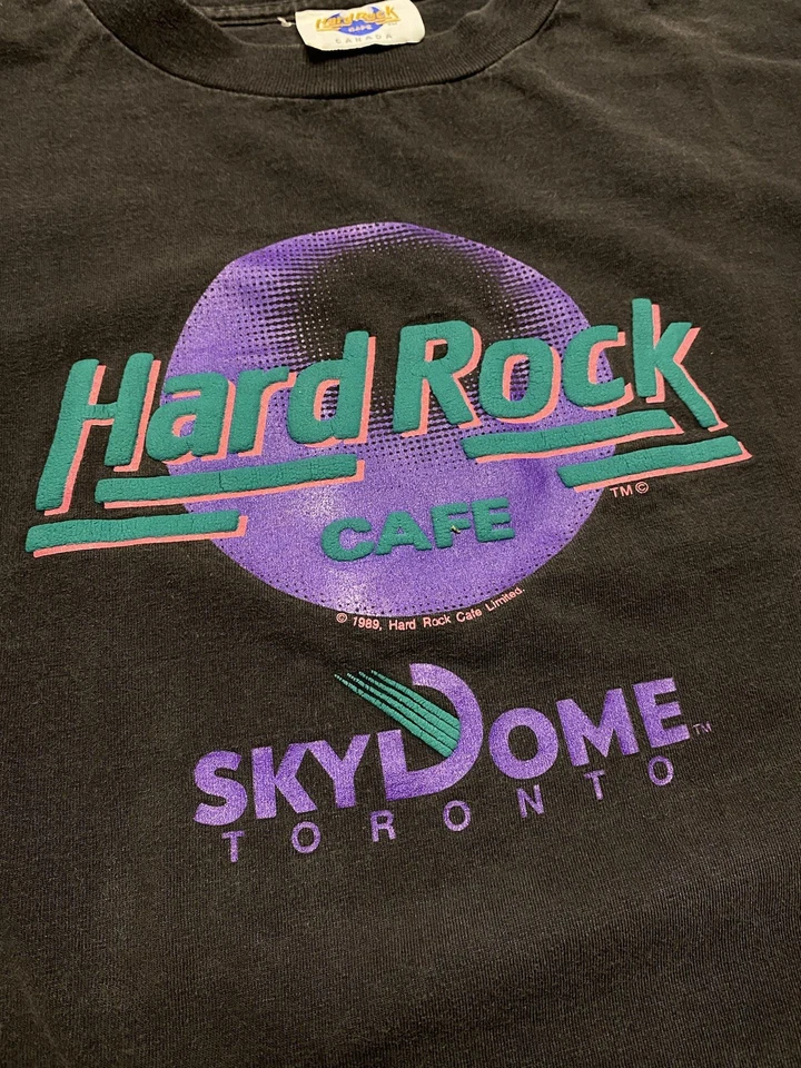 Vintage 1989 Hard-Rock Cafe Black Short Sleeve Shirt Toronto Skydome Size XL 80s - Image 2 of 4